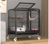 Cage de Transport pour Chien ou Chat d'intérieur avec Double Porte, puits de lumière, barrière, étagère supérieure, bac Facile à Nettoyer et verrou de sécurité - Idéale pour la sécurité de v