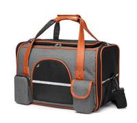 Cage de Transport pour Chien Souple Anti-Fugue Double Verrou Ventilation Maximale Toit Ouvrant Lavable en Machine Poids Léger pour TGV et Cabine Avion(Dark Gray,Small)