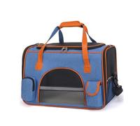 Cage de Transport pour Chien Souple Anti-Fugue Double Verrou Ventilation Maximale Toit Ouvrant Lavable en Machine Poids Léger pour TGV et Cabine Avion(Blue,Large)