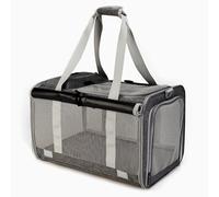 Cage de Transport pour Chien Souple Anti-Fugue Double Verrou Ventilation Maximale Toit Ouvrant Poids Léger pour TGV et Cabine Avion(Gray)