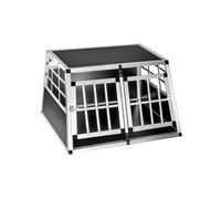 Cage de transport - TECTAKE - Caisse de transport double pour chien en aluminium solide avec coins arrondis 89 x 69 x 50 cm - Noir