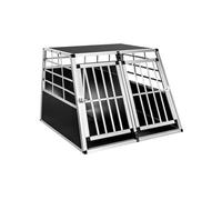 Cage de transport - TECTAKE - Caisse de transport double pour chien en aluminium solide avec coins arrondis 97 x 90 x 69,5cm - Noir