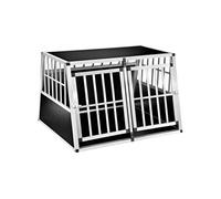 Cage de transport - TECTAKE - Caisse de transport double pour chien en aluminium solide avec coins arrondis 104 x 90,5 x 69cm - Noir