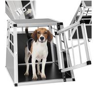 Cage de Transport pour Chiens sécurisée, légère, avec Large Grille | porte grillagée verrouillable, bonne aération, coins arrondis plastique, sac de transport, caisse de transport, noir