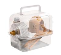 Cage de transport pour hamster, aire de jeux portable, cochon d'Inde, étui de transport anti-fuite, taille compacte, noir, parfait pour les voyages et les aventures en plein air