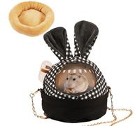 Cage de transport pour hamster avec jolie housse et chaîne - Cage portable pour petits animaux - Avec bouteille d'eau - Cage de sortie en plastique respirant pour hamster nain, cochon d'Inde (noir)