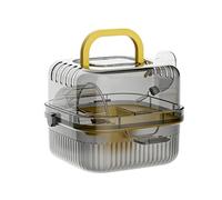 Cage de transport pour hamster - Boîte de voyage pour petits animaux, habitat de roue, mallette de transport ventilée, distributeur de nourriture pour bouteille d'eau étanche, design de couvercle sûr