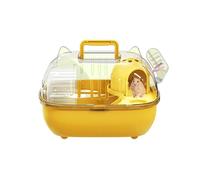 Cage de transport pour hamster, cage de sortie avec housse transparente, cage de transport pour petits animaux de compagnie, pour lapins, lézards, voyage en voiture, pique-nique, ferme (jaune)