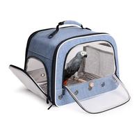 Cage de transport pour oiseaux de grande taille, sac portable avec plateau en métal et grille pour transporter et transporter des oiseaux de taille moyenne et grande comme le gris africain, calopsitte