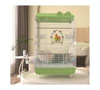 Cage de transport pour oiseaux - Grande cage horizontale en fil métallique - Facile à nettoyer - Décoration de luxe - Pour perroquet, perruche, ara, petit oiseau - Vert