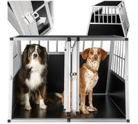 Cage de transport - TECTAKE - Caisse de transport double pour chien en aluminium solide avec coins arrondis 104 x 90,5 x 69cm -