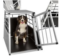 Cage de transport - TECTAKE - Caisse de transport simple pour chien en aluminium solide avec coins arrondis 65 x 90 x 69,5 cm - Noir