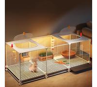 Cage de visualisation pour lapin, cage à lapin intérieure, villa transparente pour lapins, panneau avant en résine HD, fenêtre de toit transparente ouvrable (109 x 35 x 42 cm)