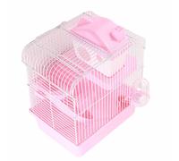 Cage de Voyage du Hamster, Petit Hamster Cage de Cobayes de Cochon avec de Nombreuses Grilles à Mailles Métalliques à 2 Niveaux Amovibles Grand Espace Châssis Haut pour, Cobayes, Lapins, doré (Pink)