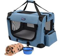Cage de Voyage Pliable pour Chien - 60 x 42 x 42 cm - Couverture Douce et Chaude - Bol Pliable pour Grands Chats et Petits Chiens - Intérieur et extérieur