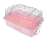 Cage de Voyage pour Hamster, Portable, Vue Panoramique, Rose | Plastique Transparent, Style Valise Compacte, pour Hamster et Gerbille, Usage Maison ou Déplacement