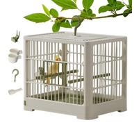 Cage de voyage pour oiseaux - Support pour oiseaux portable, cage à plateau amovible, fonction perche, boîte avec poignée à crochet | Pour perruches, pinsons, canaris, intérieur
