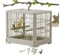 Cage de voyage pour petit oiseau, conteneur de voyage portable, léger, poignée à crochet, debout, plateau amovible pour pinsons, perruches, perroquets, inséparables