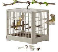 Cage de voyage pour petit oiseau, récipient à oiseaux décoratif portable - Léger, plateau amovible, poignée à crochet pour inséparables, perroquets, pinsons, perroquets