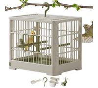 Cage de voyage pour petits oiseaux - Transporteur d'oiseaux portable, volière ornementale légère, cadre en fil métallique, poignée à crochet, plateau d'alimentation amovible, poteau de perchoir debout