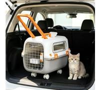 Cage de Voyage Rigide sur roulettes pour Chats et Chiens | Caisse portable pour animaux jusqu’à 15 kg pour consultations vétérinaires et balades(Gray)