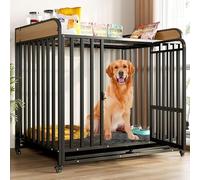 Cage décorative pour animaux de compagnie avec table d'appoint et étagère, meuble élégant pour chiens, solution de rangement pratique, design tubes carrés robustes, idéal pour une utilisation en