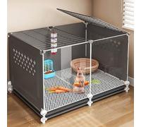 Cage décorative pour lapin, clapier, panneau latéral troué, façade transparente HD (70 x 45 x 40 cm)