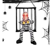 Cage Des Prisonniers D'Halloween | Squelette Hurlant Animé Dans Le Mouvement De La Cage Et Le Capteur De Lumière Haunted House Prop | Décoration Suspendue De La Terreur Étanche Pour Accent De Fête En