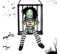 Cage Des Prisonniers D'Halloween | Squelette Hurlant Animé Dans Le Mouvement De La Cage Et Le Capteur De Lumière Haunted House Prop | Décoration Suspendue De La Terreur Étanche Pour Accent De Fête En
