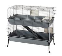 Ferplast Cage Deux étages pour Lapins RABBIT 120 DOUBLE, Face avant Ouvrable, Support et Accessoires inclus, 118 x 58 x 117 cm