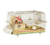 Cage d'habitat pour Petits Animaux Abri en Bois avec roulettes, Cage spacieuse for Hamster à Double Couche