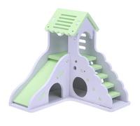 Cage d'habitat pour Petits Animaux Coloré Mini Eco-Board Glissière en Bois DIY Assembler Hamster Maison Petits Animaux Pet Jouet Double Escalier-Style Château Pavillon Villa(Green)