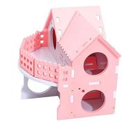 Cage d'habitat pour Petits Animaux Double Deck Hamster Nest Villa House Small Pet Cage Toy Cottage Rose avec Escaliers