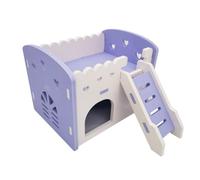 Cage d'habitat pour Petits Animaux Hamster Hideout House Double Couches Ventilé Conception Cage Accessoires Golden Bear Villa Balcon Pet Supplies(Purple)