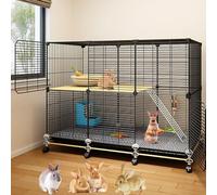 Cage d'intérieur cryptée pour lapin, clapier, grande cage à lapin, avec plateau et repose-pied