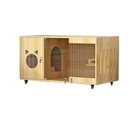Cage d'intérieur en bois pour chat avec design épais, plusieurs aérations pour une circulation d'air optimale, facile à assembler et à déplacer, idéale pour chats, furets, chinchillas, lapins et