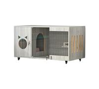 Cage d'intérieur en bois pour chat avec design épais, plusieurs aérations pour une circulation d'air optimale, facile à assembler et à déplacer, idéale pour chats, furets, chinchillas, lapins et