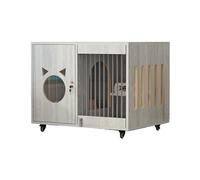 Cage d'intérieur en bois pour chat avec design épais, plusieurs aérations pour une circulation d'air optimale, facile à assembler et à déplacer, idéale pour chats, furets, chinchillas, lapins et
