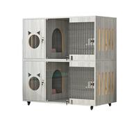 Cage d'intérieur en bois pour chat avec design épais, plusieurs aérations pour une circulation d'air optimale, facile à assembler et à déplacer, idéale pour chats, furets, chinchillas, lapins et