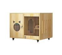 Cage d'intérieur en bois pour chat avec design épais, plusieurs aérations pour une circulation d'air optimale, facile à assembler et à déplacer, idéale pour chats, furets, chinchillas, lapins et