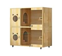 Cage d'intérieur en bois pour chat avec design épais, plusieurs aérations pour une circulation d'air optimale, facile à assembler et à déplacer, idéale pour chats, furets, chinchillas, lapins et