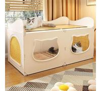 Cage d'intérieur for Chat avec Rangement supérieur, enclos Semi-fermé et lit Lounge, Parc idéal for Chatons Chats, Auto-Assemblage Facile(White,90x35x45cm)