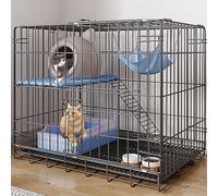 Cage d'intérieur pliable double couche pour animaux de compagnie, habitat pour petits animaux avec plateau pour un nettoyage facile, idéale pour chats, chiens, cochons d'Inde et furets