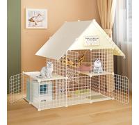 Cage d'intérieur pliable pour chat, furet, chinchilla, lapin (Style 2 111 x 75 x 110 cm)