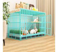 Cage d'intérieur pliable pour chien et lapin - Facile à nettoyer - En métal robuste - Pour cochon d'Inde - Avec plateau et repose-pieds