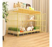 Cage d'intérieur pliable pour chien et lapin - Facile à nettoyer - En métal robuste - Pour cochon d'Inde - Avec plateau et repose-pieds