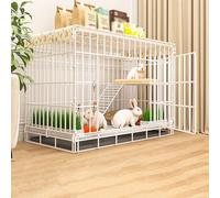 Cage d'intérieur pliable pour chien et lapin - Facile à nettoyer - En métal robuste - Pour cochon d'Inde - Avec plateau et repose-pieds