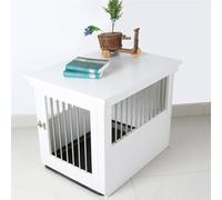 Cage d'intérieur pour animal de compagnie, en bois et acier inoxydable, facile à nettoyer, design table basse avec plateau pour chiens de taille moyenne et grande