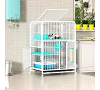 Cage d'intérieur pour animal domestique avec roulettes, cadre en métal, trois portes, hamac et échelle, pour chats, chatons, cochons d'Inde, lapins et chinchillas