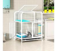 Cage d'intérieur pour animal domestique avec roulettes, cadre en métal, trois portes, hamac et échelle, pour chats, chatons, cochons d'Inde, lapins et chinchillas